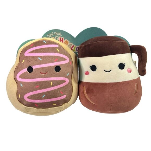 Squishmallows Aniela the Coffee & Deja the Donut Pair - 8” - Picture 1 of 5